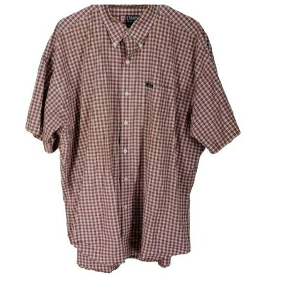 Chaps Ralph Lauren Men's Short Sleeve Red Plaid Button Down Shirt Size XL - Picture 1 of 7